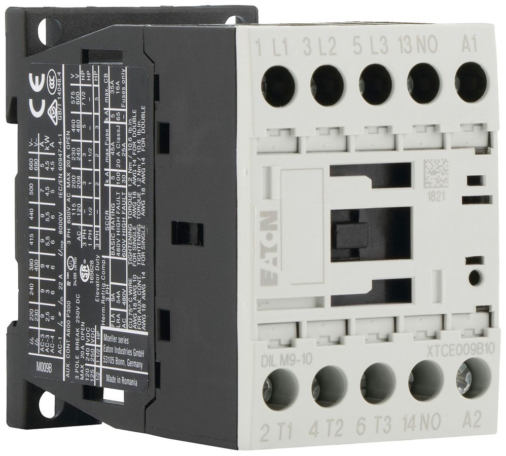 Contattore di potenza Eaton DILM9-10 110V DC 3NO 22A 9A 4kW 2.5kW 24…690V
