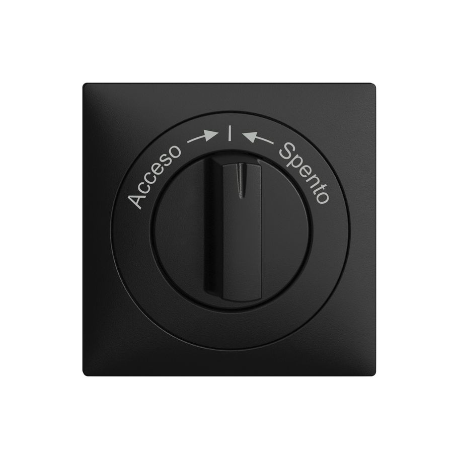 Kit frontal EDIZIOdue Acceso->I<-Spento noir 60×60mm pour contact pivotant