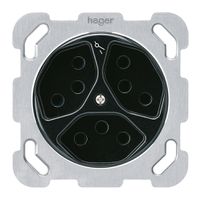 Insert pour prise ENC basico 3×type 13S avec plaque de fixation noir