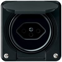 Steckdose robusto 1×T13 10A 250V 86×86mm IP21 schwarz