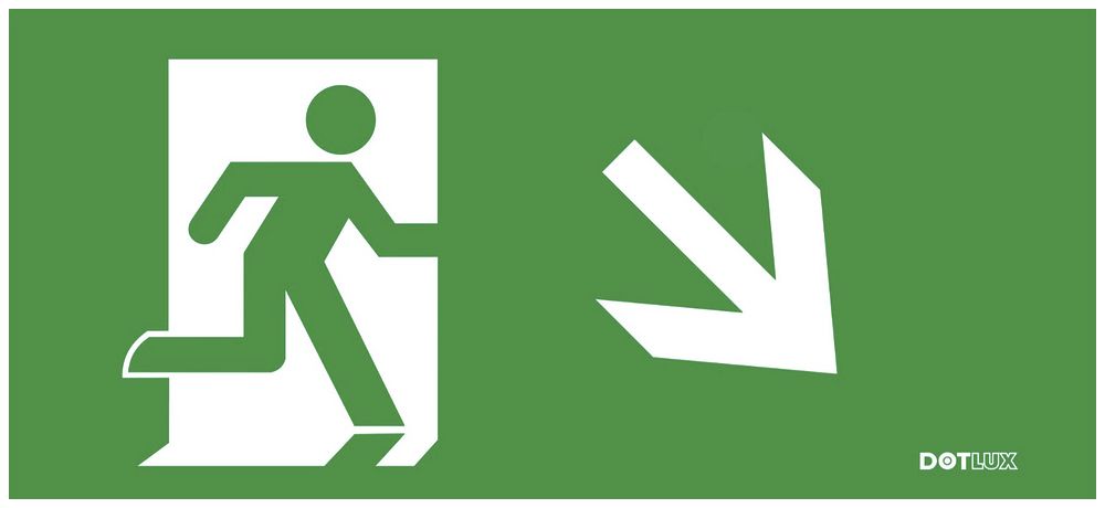 Pittogramma DOTLUX con freccia diagonal verso destra basso p.EXITflat