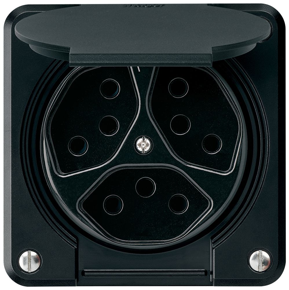 UP-Steckdose robusto 3×Typ 13/1 schwarz für Kombination