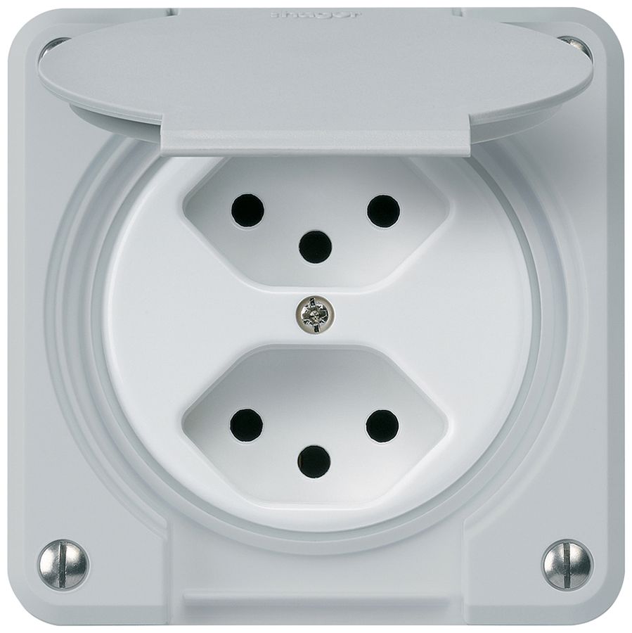 Presa INC robusto 2×tipo 13 grigio per combinazione