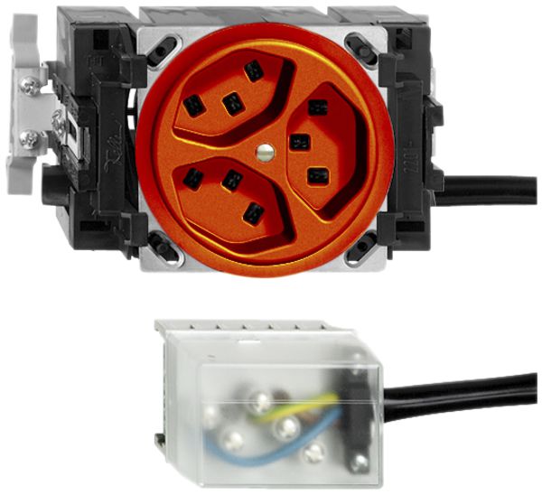 EB-Steckdose 3×T23 16A orange 53mm L2 FH für Ecobus power