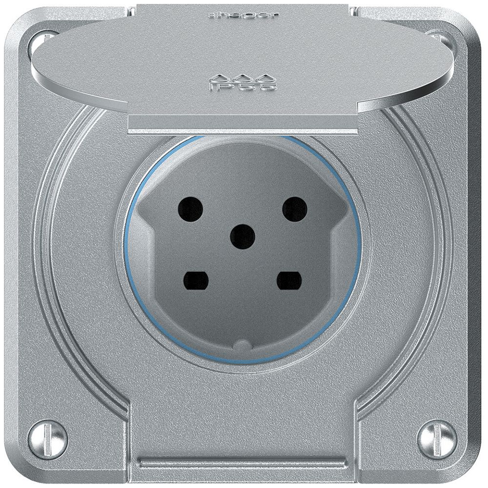 Presa robusto 1×tipo 15 IP55 alluminio