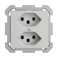 UP-Steckdose 2×T23 16A EDIZIOdue hellgrau, mit Steckklemmen