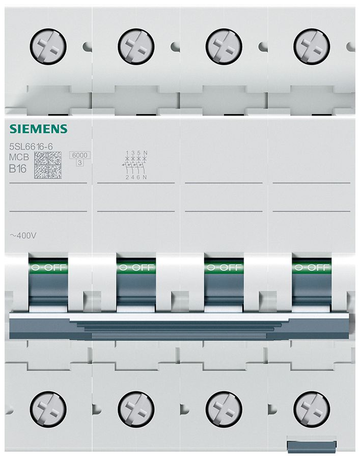 Leitungsschutzschalter Siemens SENTRON 5SL6 3LN 400V B 16A 6kA 4TE