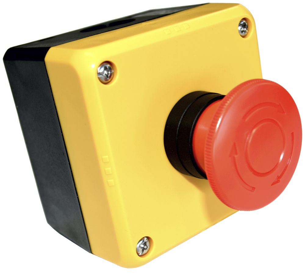 AP-Gehäuse IDEC FB1W-HW18-V402R Schlagtaster Not-Aus 2×NC rot