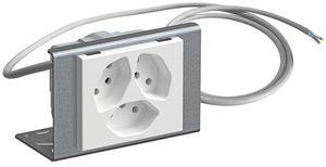 FLF-Steckdose 3×Typ 13 auf Winkel montiert mit 1.5m Kabel & Schutzkappe weiss