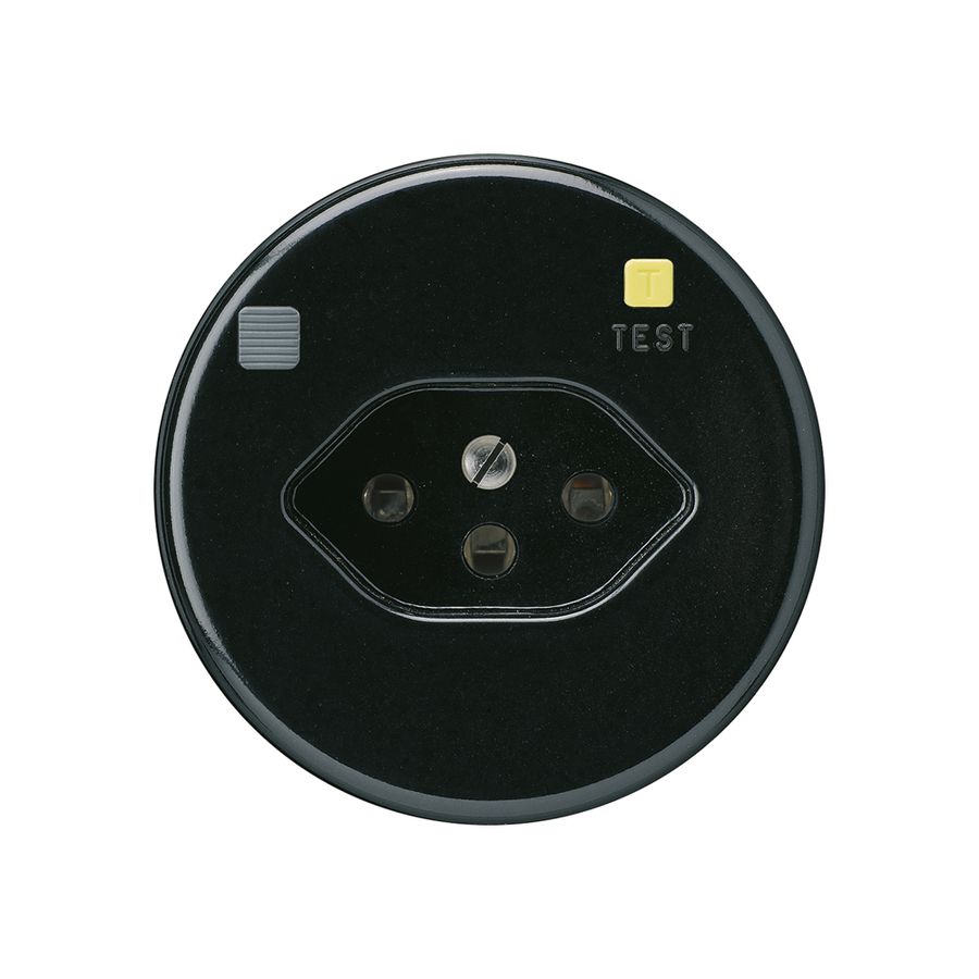 Steckdose basico A T13 FI 30mA schwarz, mit Shutter