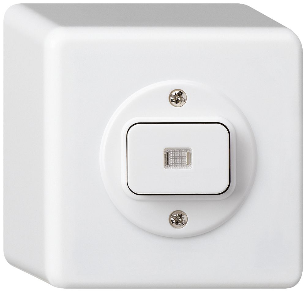 AP-Druckschalter basico beleuchtet 3/2L weiss