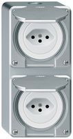 AP-Kombination Hager robusto I-I vertikal Typ 13+Typ 13, aluminium