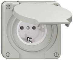 UP-Steckdose Feller IP21 Schuko 16A 230V 87×87mm hellgrau