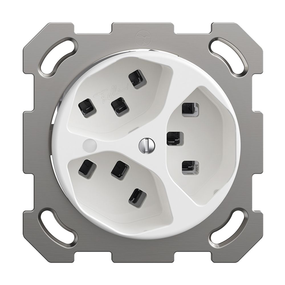 Prise ENC Sdue QM, 3×type 23, avec LED, avec plaque de fixation, blanc