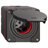 NAP-Steckdose NEVO, 1×T25, IP55 gemäss SN 441011, m.roter Dichtung, schwarz