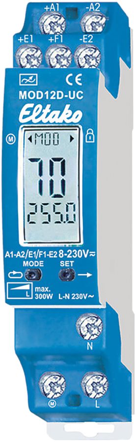 Télévariateur INC Eltako 300W 8…230VUC, MOD12, LCD