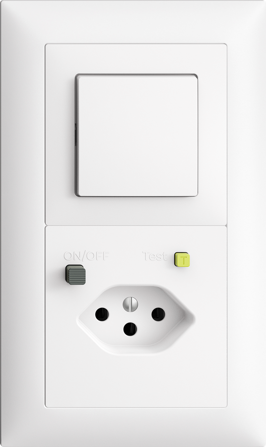 UP-Kombination Edue 2x1, Schalter 3/1 + Steckdose T13 FI 30mA ws