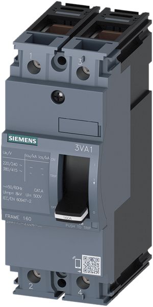 Interruttore di potenza Siemens SENTRON 3VA1 2L 16A Ii=20× S-36kA mt