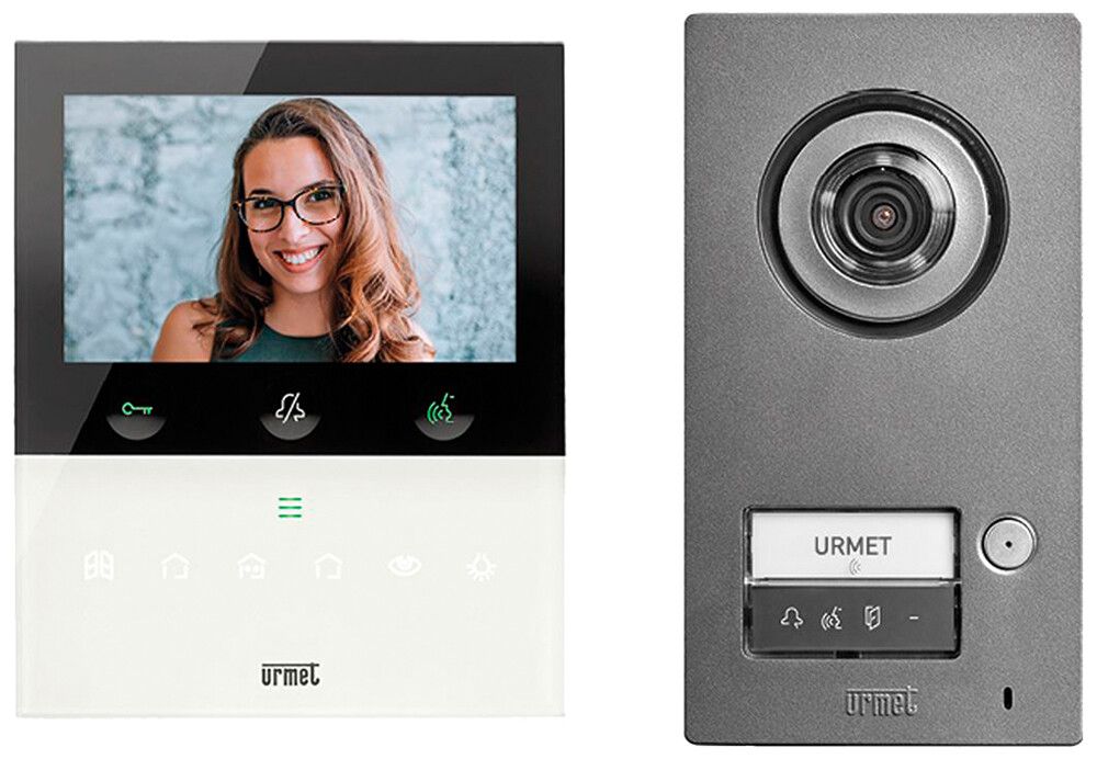 Kit citofono video Urmet 1×pulsante a 2 fili bianco