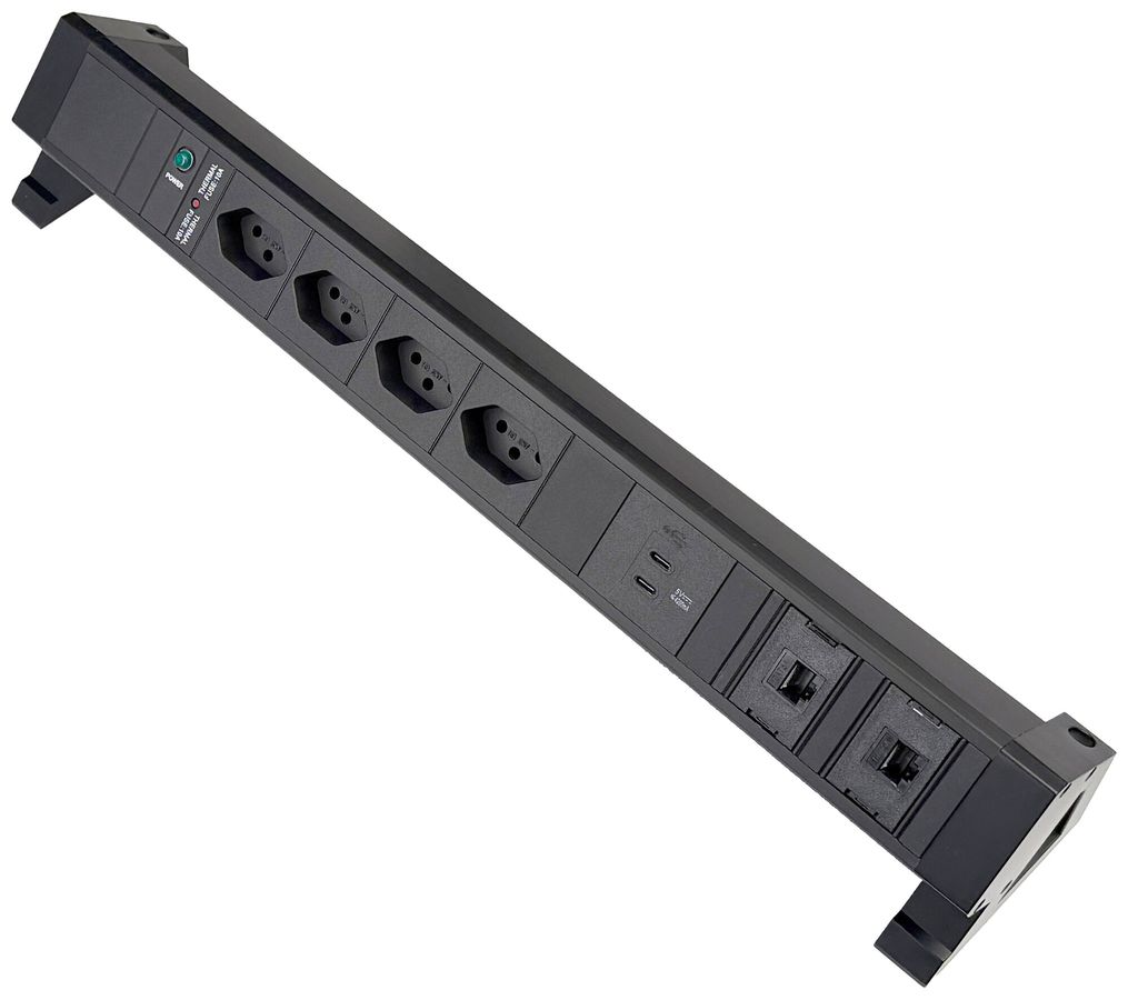 Tischsteckdosenleiste Desk-Mountain 4×T13/2×USB-C/2×RJ45 3m T12 F=10A