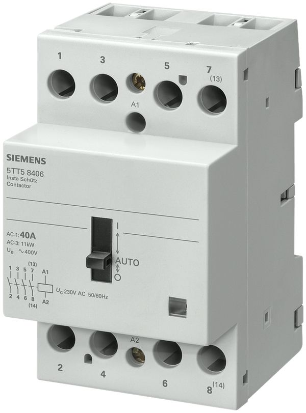 Contacteur de puissance Siemens SENTRON INSTA 5TT5 24VAC, 4F 40A, 0/1/auto
