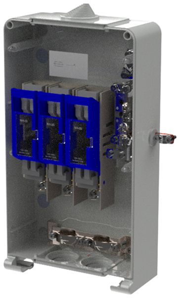 Coffret d’abonnés Rauscher & Stoecklin KH-160/2d/e triphasé 240×450×140mm