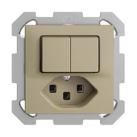 Combinaison ENC 2×A-R/1L+T23 16A EDIZIOdue sand