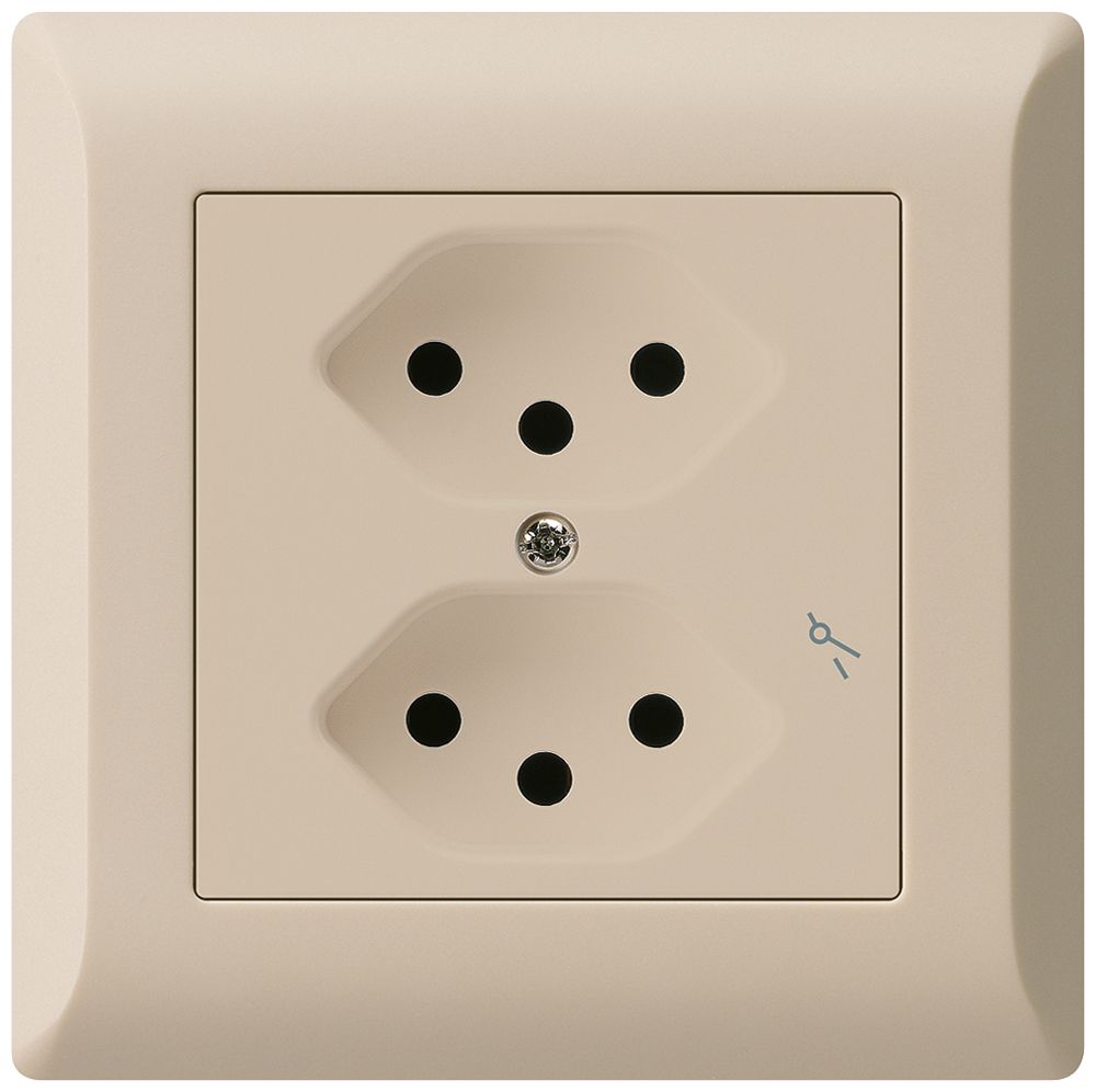 UP-Steckdose kallysto.line 2×T13/1 beige mit Kinderschutz
