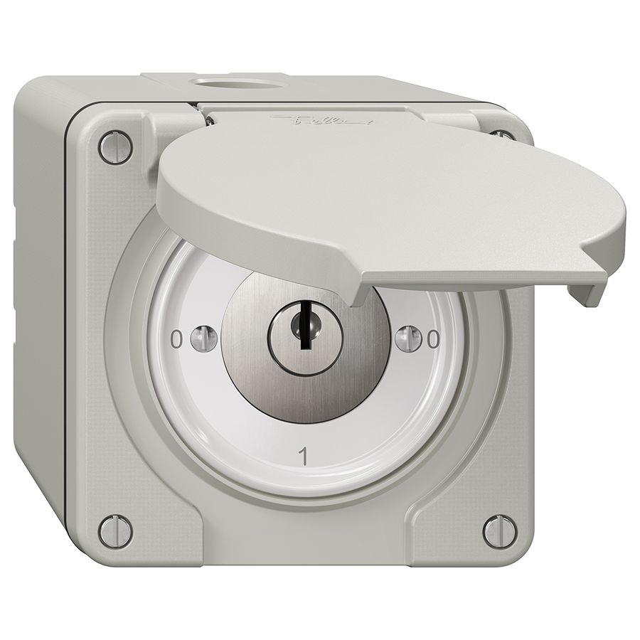 NAP-Drehschalter NEVO, 0/1L, mit Schloss&2 Schlüsseln, KS, 0-1-0-1, lichtgrau
