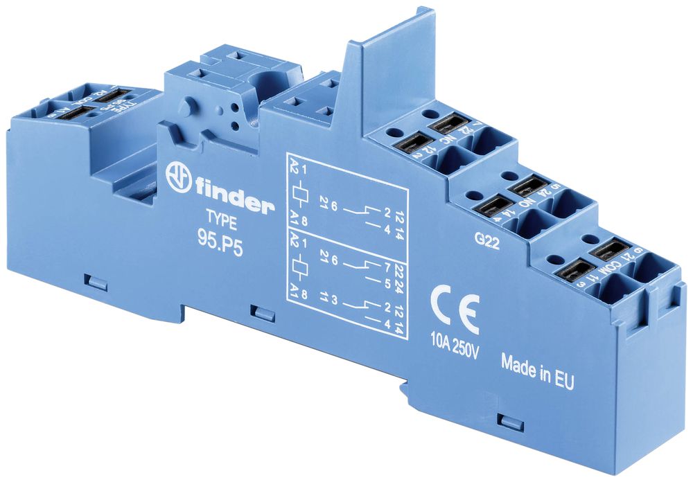 Relaissockel FINDER 95.P5.SPA Hutschiene TH35 Federzuganschluss 8P