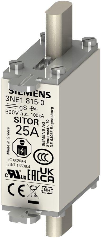 Fusibile HPC Siemens SENTRON 3NE SITOR DIN-000 25A gS, indicatore frontale