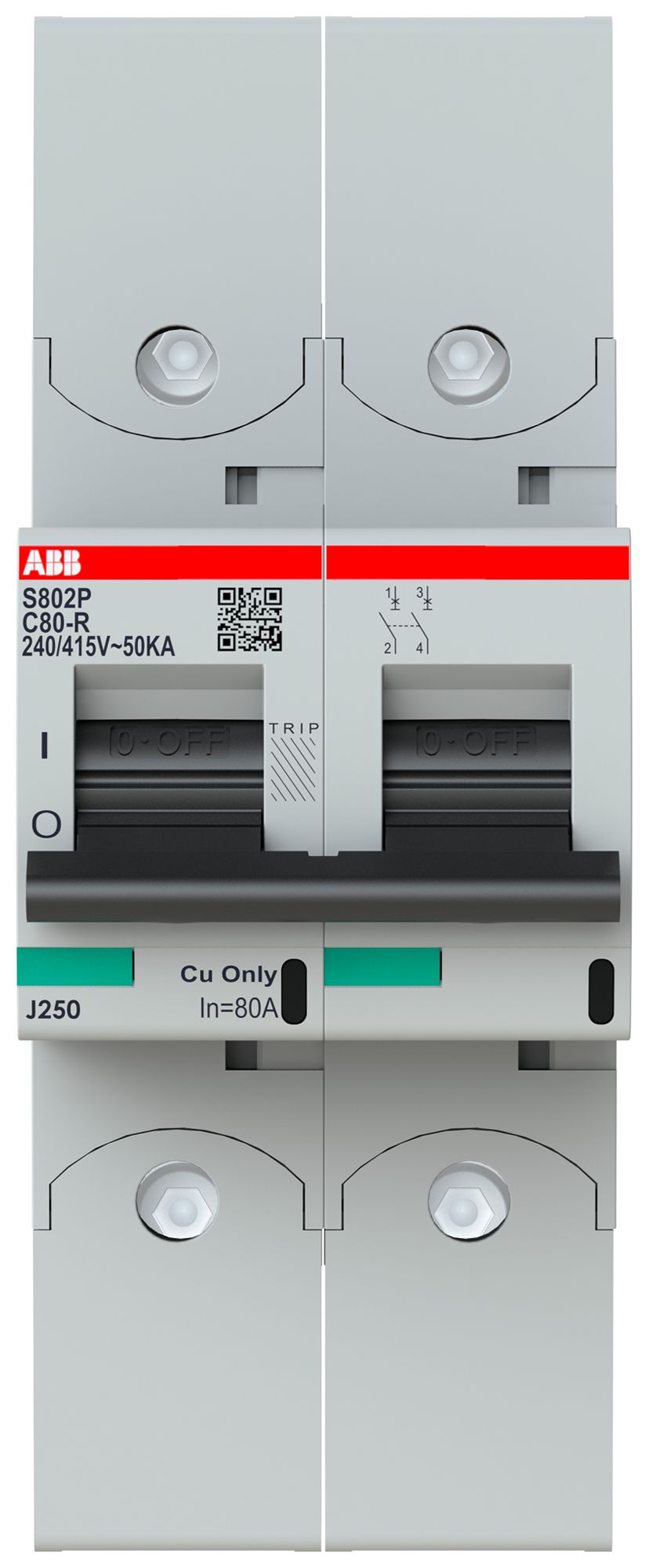 Leitungsschutzschalter ABB S802P-C80-R 2P 400V C-80A 50kA 3TE