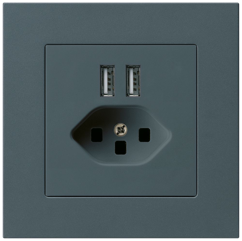 Prise ENC 2×USB & T23 kallysto.pro 2400mA anthracite