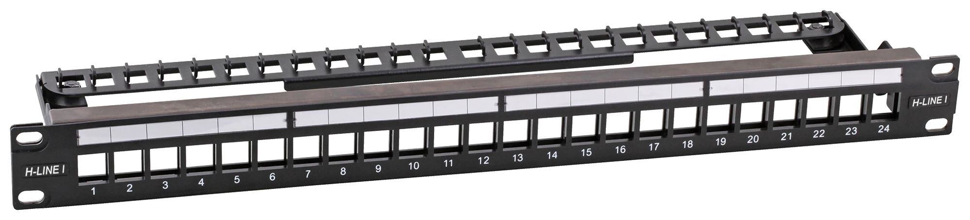 Patchpanel 19" H-LINE I 24-Port Keystone leer geschirmt 1HE schwarz