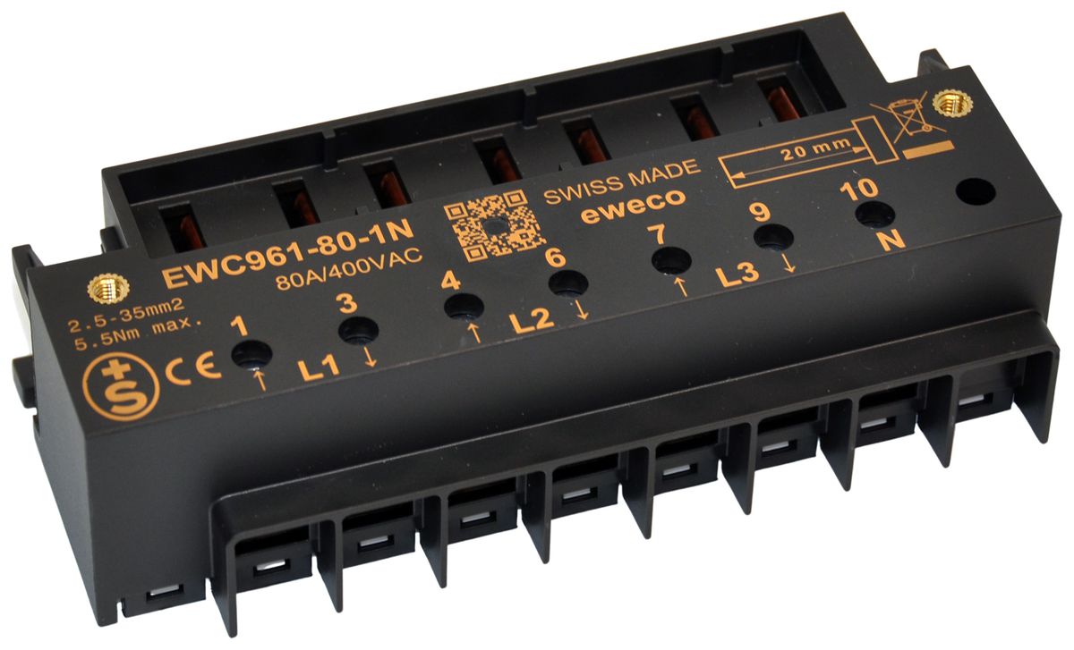 Zählersteckklemme 80A 3P-1N benötigt 4-Kant Zählerstifte 2.5…35mm²