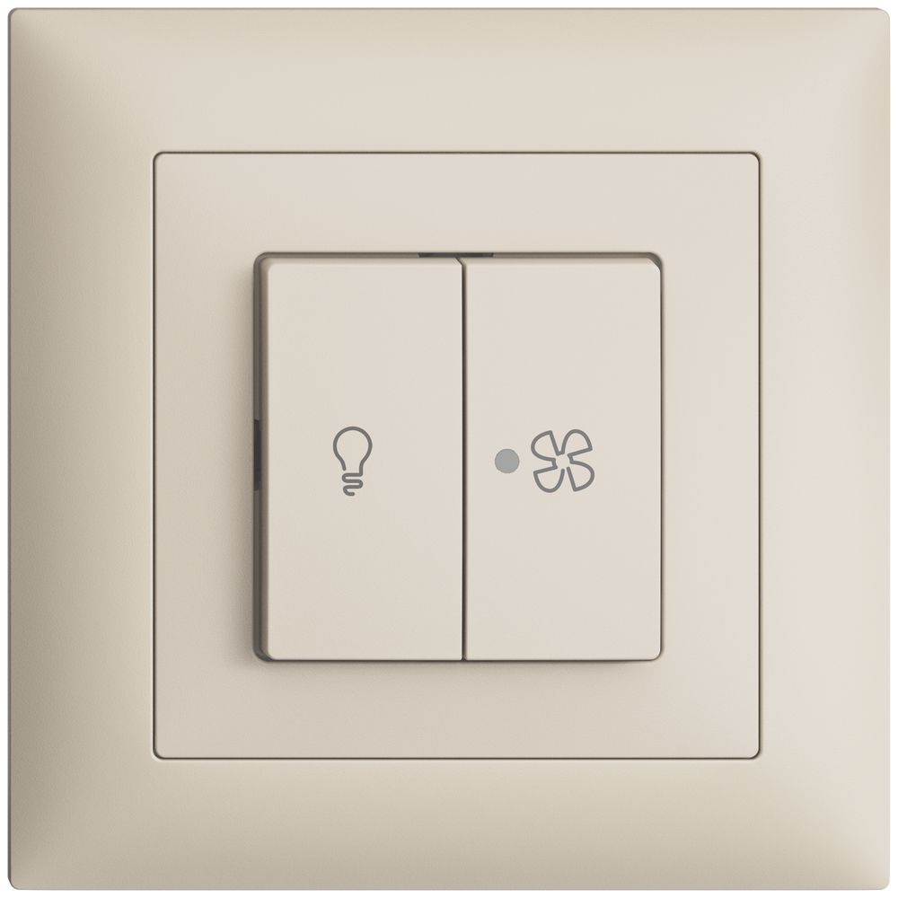 UP-Schalter für Licht+Ventilation EDIZIOdue crema, KS, LED gelb