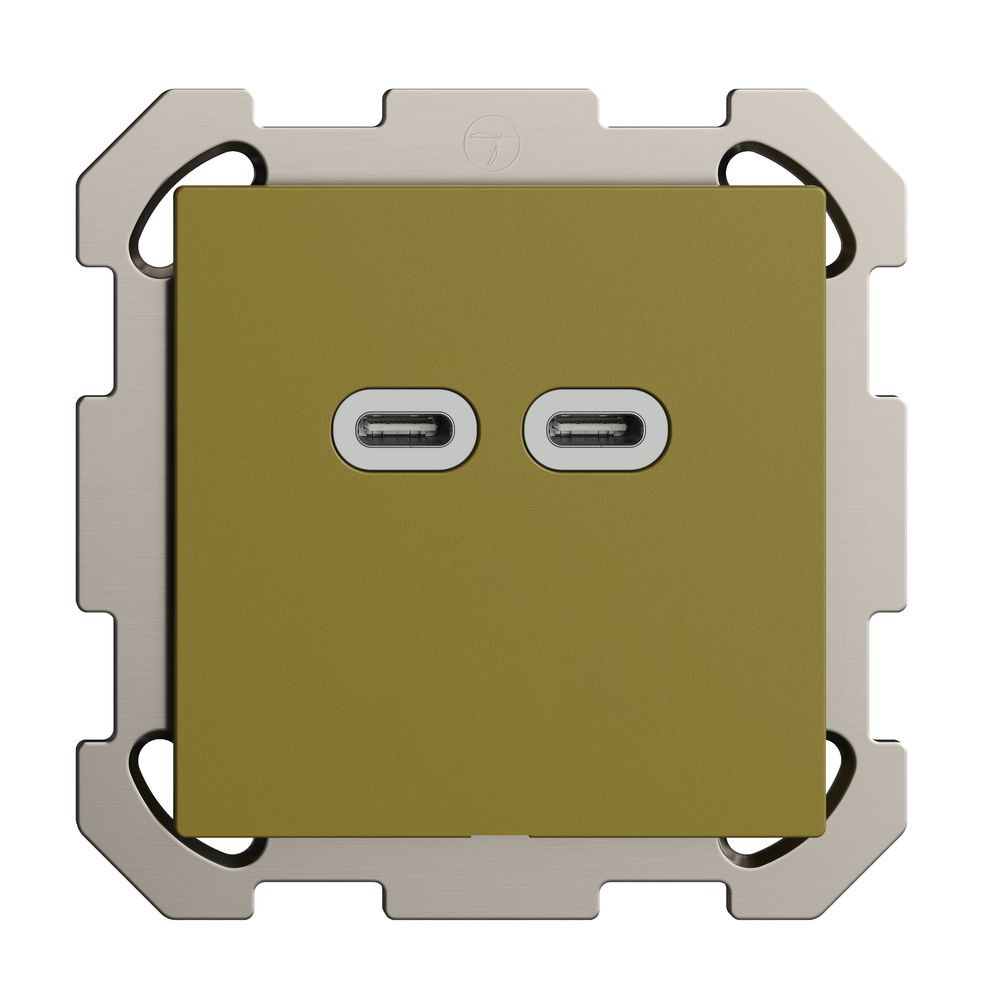 Prise ENC USB 18W 2×type C Feller EDIZIOdue FM 230V 3600mA olive