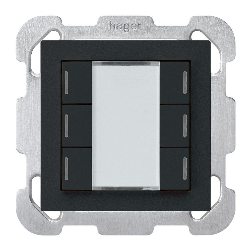 UP-Taster kallysto B KNX 6× RGB LED s/e-link schwarz