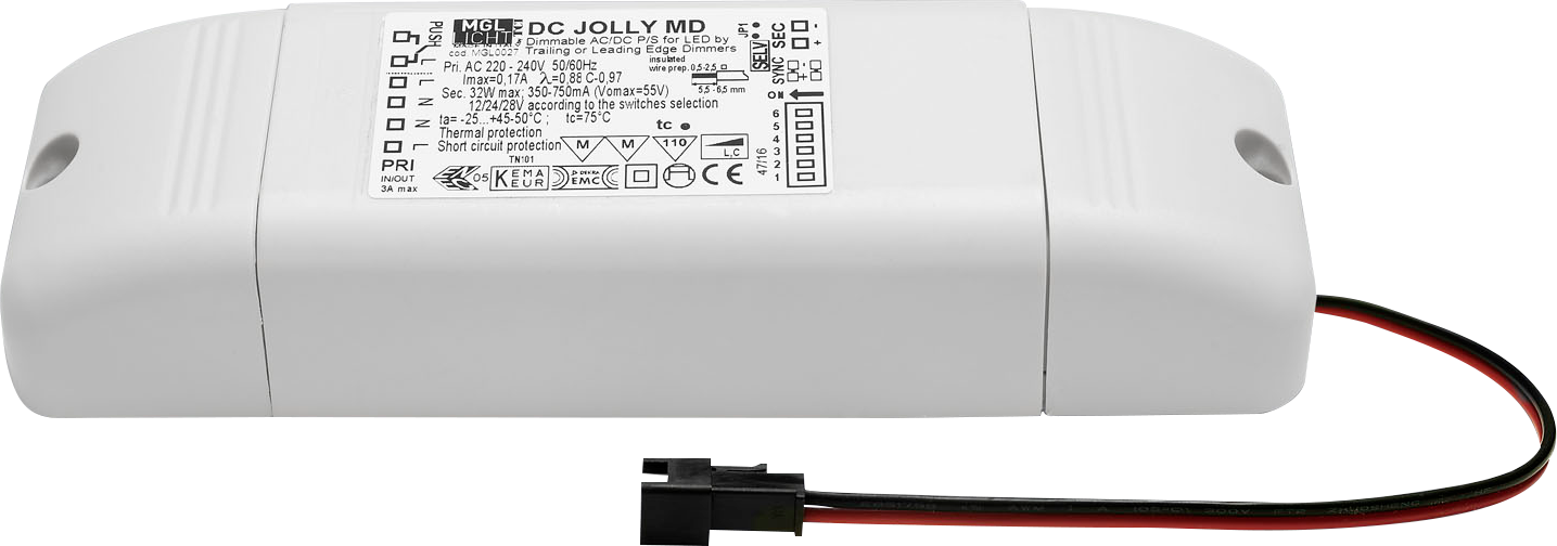 LED-Konverter 17W, 350mA, PHASE mit Stecker, 170 x 46 x 34mm