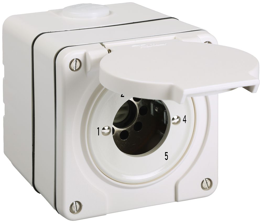 AP-Stufenschalter ohne Zylinder NEVO 1P, IP55, 1-2-3-4-5, weiss