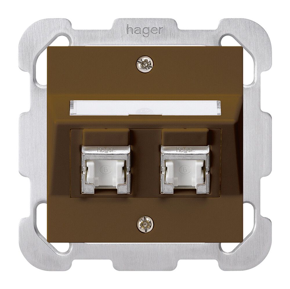 UP-Montage-Set kallysto B Kat.6 2RJ45/s braun