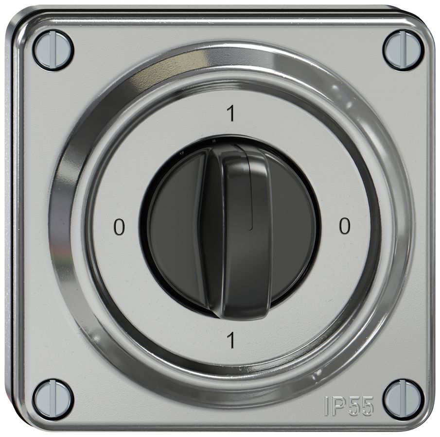 UP-Drehschalter ELEMENT SNAPFIX® 2×1-polig 16A 400V 0-1-0-1 alu