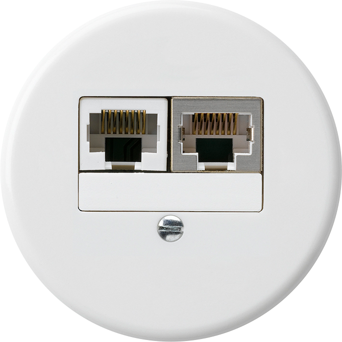 Einsatz zu UP-Dose basico 2×RJ45s+u getrennt weiss