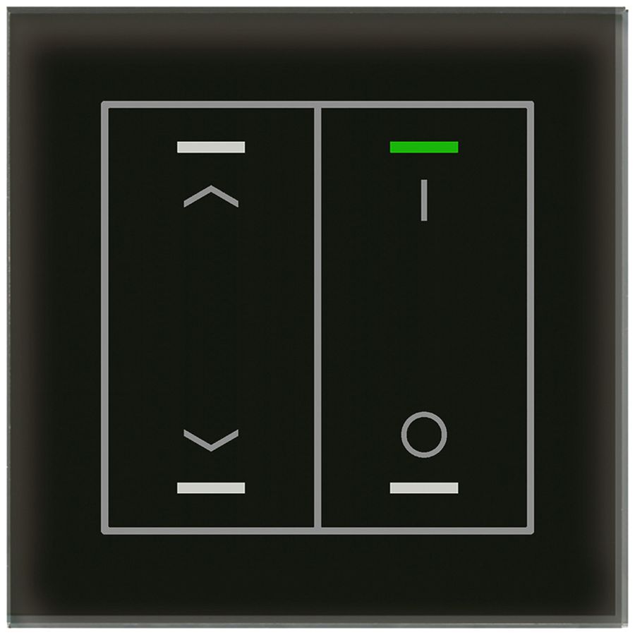 Poussoir KNX RGBW ENC MDT BE-GTL2TS.C1S 2t/4a temp.verre noir "jalousie"-"I/O"