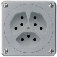 UP-Steckdose robusto 3×Typ 13 aluminium ohne Klappdeckel für Kombination