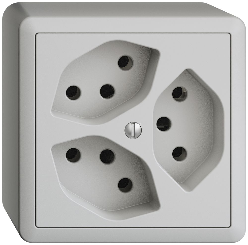 Prise AP EDIZIOdue 3×T13 gris clair