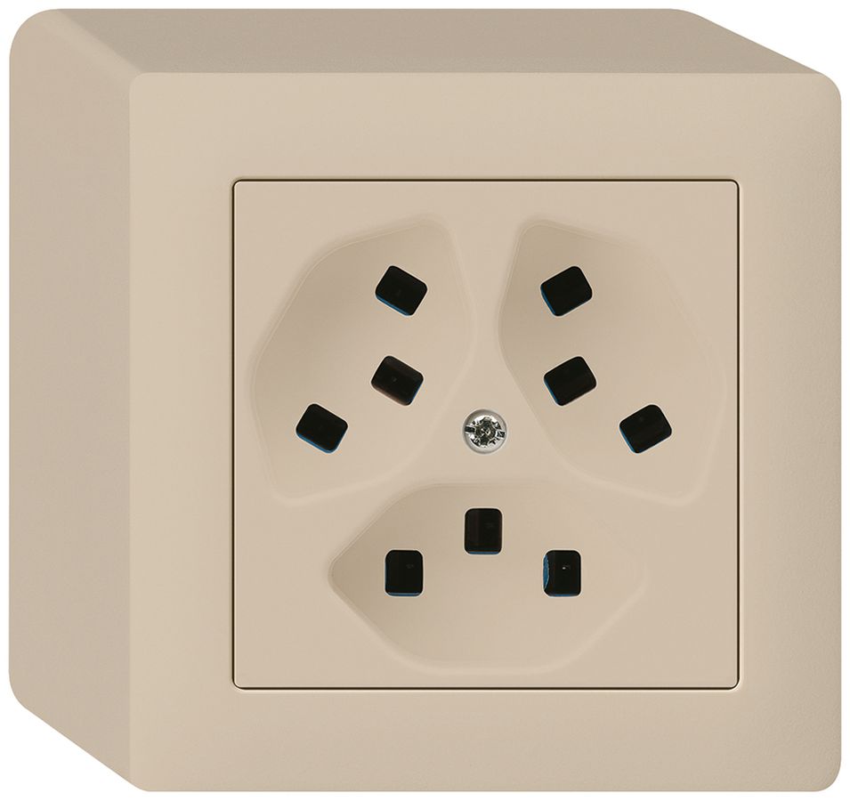 AP-Steckdose Hager kallysto 3×T23 Q beige