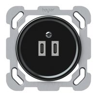 UP-USB-Ladesteckdose origin 2×USB-C 3000mA 5V schwarz