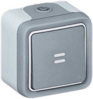 AP-Leuchtwippschalter PLEXO 3/1L Orientierung grau