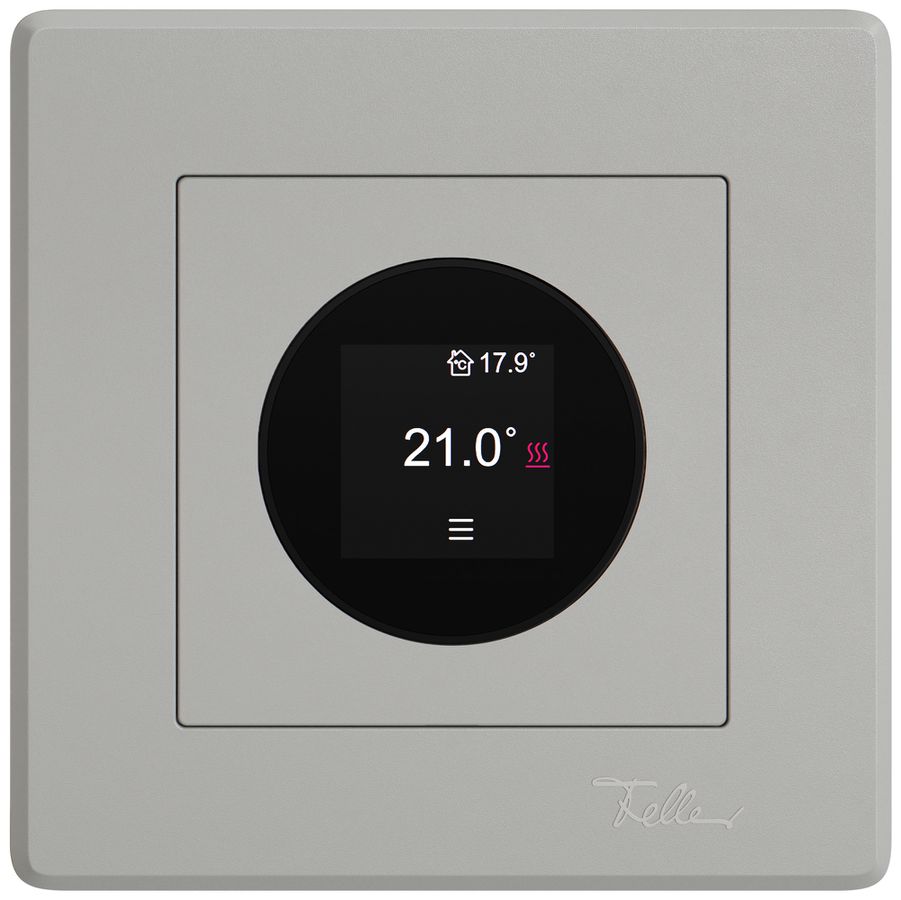 UP-Raumthermostat EDIZIO.liv SNAPFIX® 230VAC 4…30°C 96×96mm hellgrau